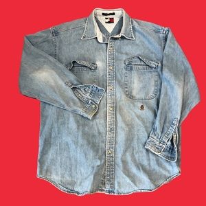 90s Vintage Tommy Hilfiger Denim Shirt 100% Cotton